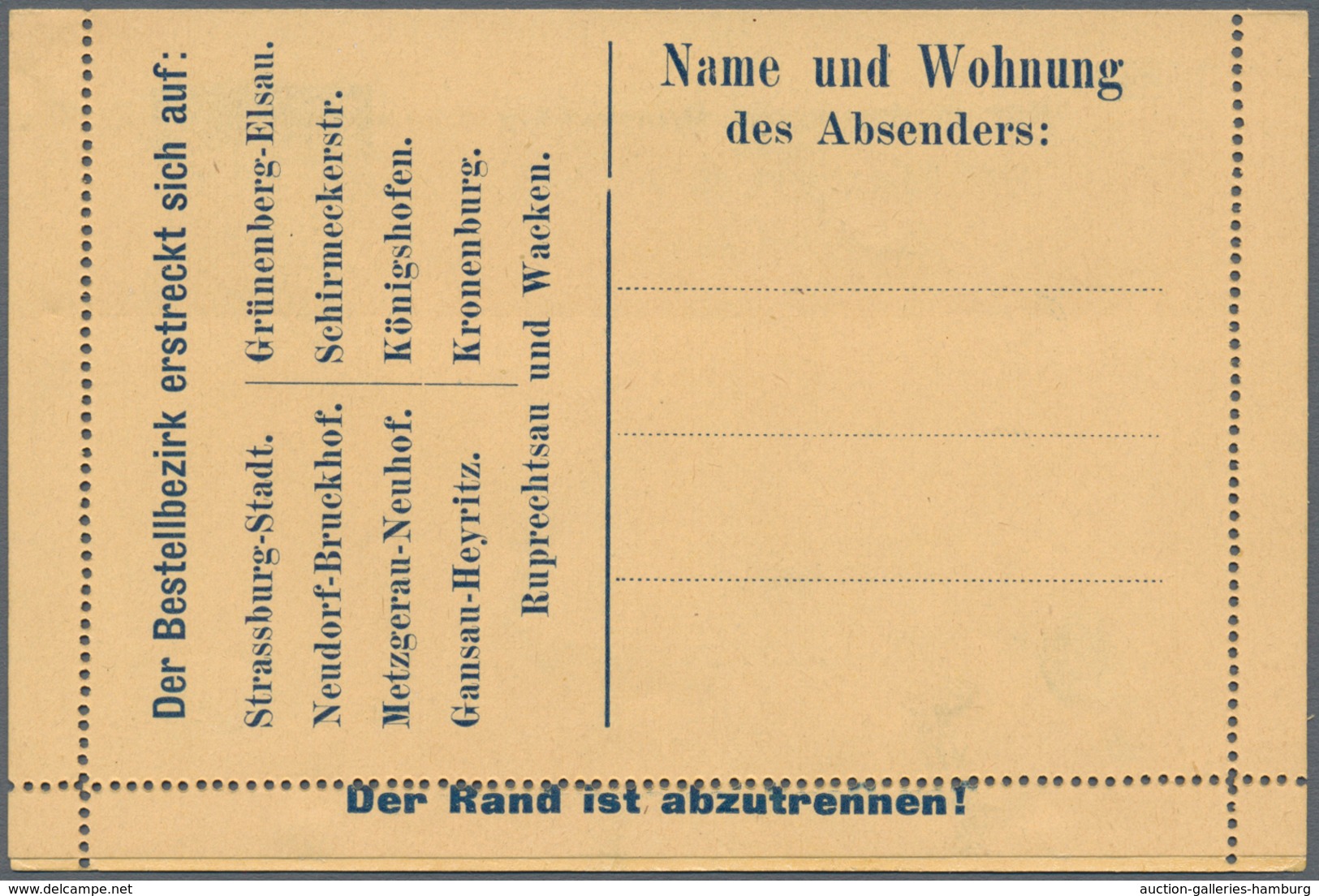 Deutsches Reich - Privatpost (Stadtpost): Strassburg, 1891/92: 5 Kartenbriefe, nicht gelaufen, selte
