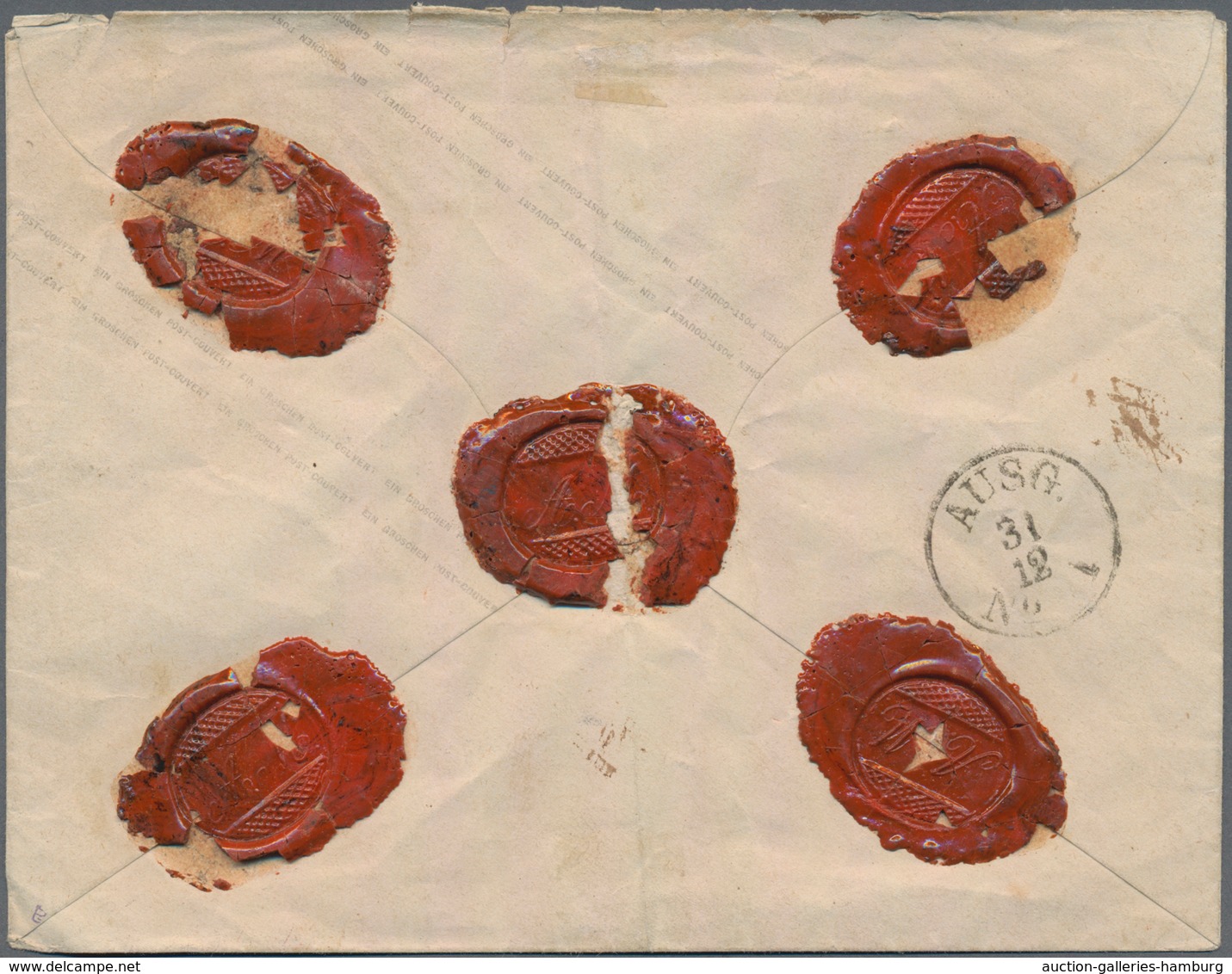 Deutsches Reich - Ganzsachen: 1873, Großer Schild GA-Umschlag 1 Gr. Im Großformat Mit Zusatzfrankatu - Otros & Sin Clasificación