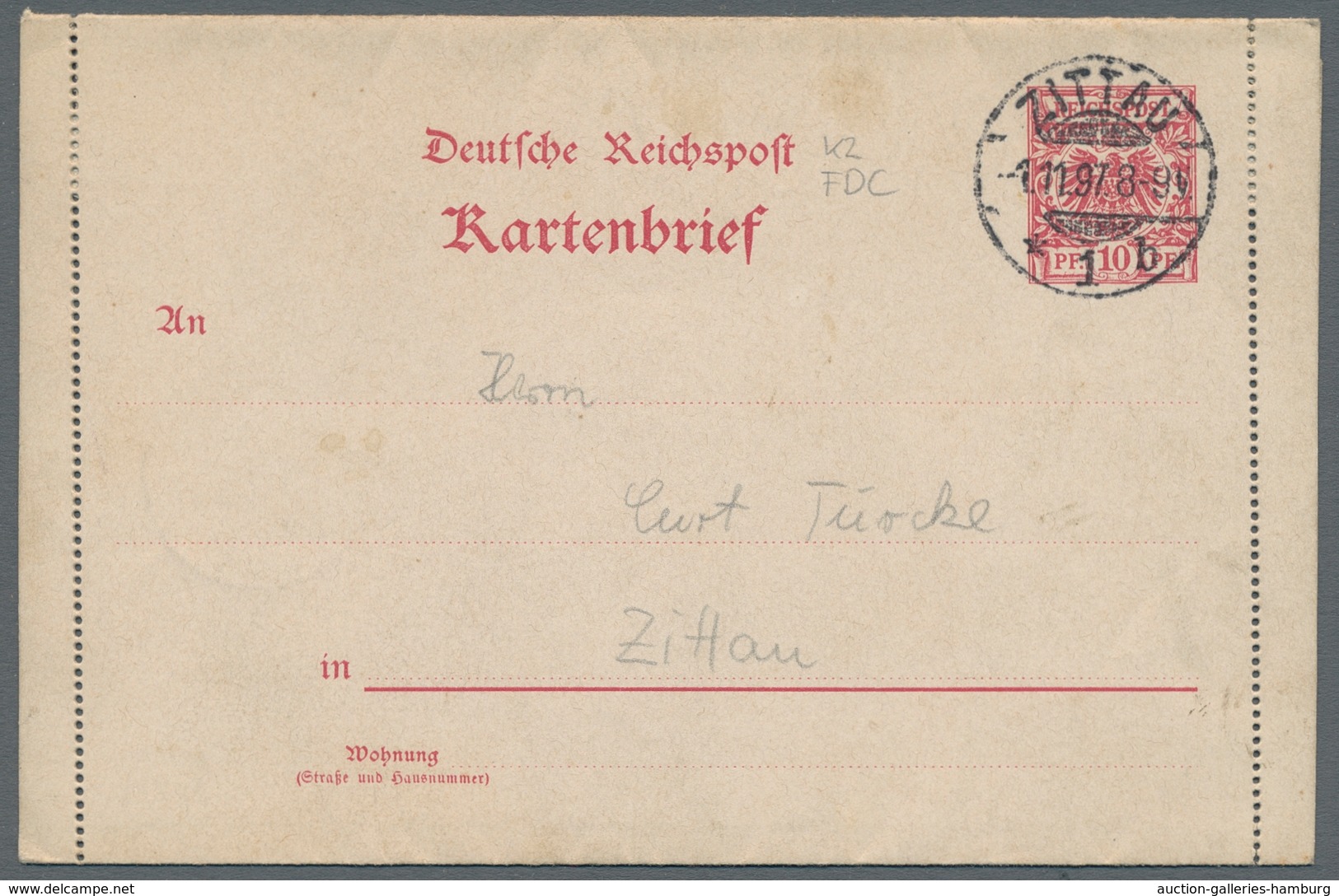 Deutsches Reich - Ganzsachen: 1897, "10 Pfg. Krone/Adler", Sechs Mit Ersttagsstempel 1. 11. 97 Entwe - Andere & Zonder Classificatie