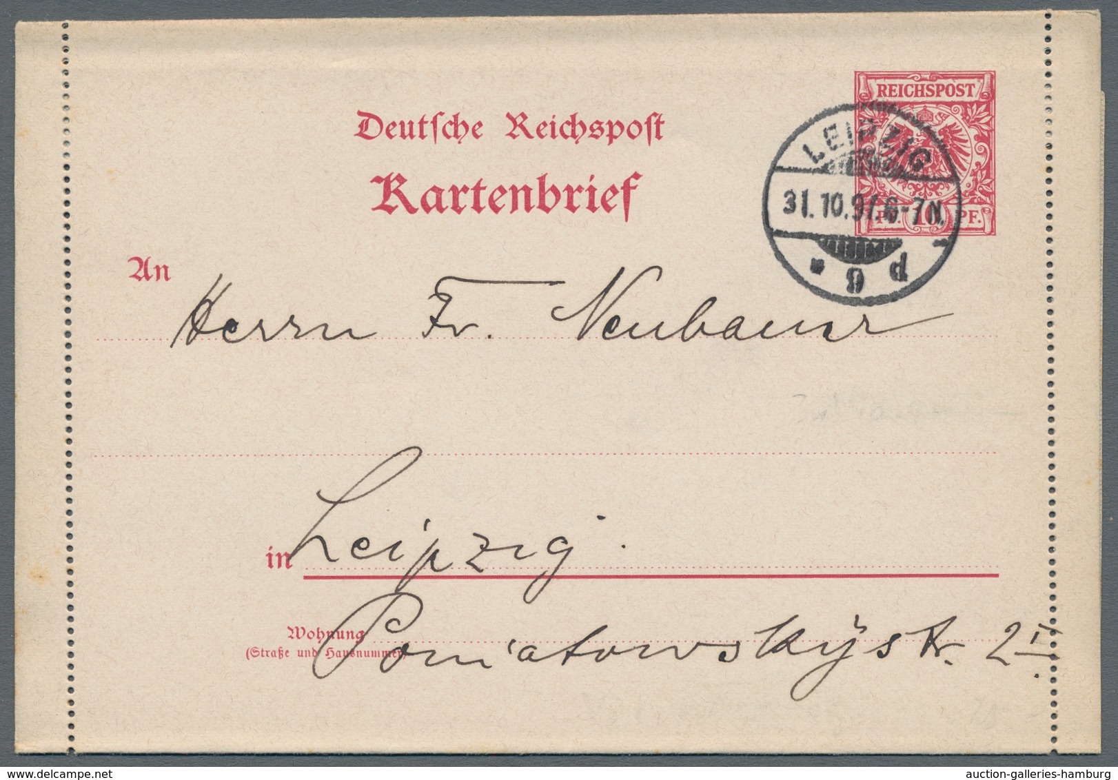 Deutsches Reich - Ganzsachen: 1897, "10 Pfg. Krone/Adler", sechs mit Ersttagsstempel 1. 11. 97 entwe