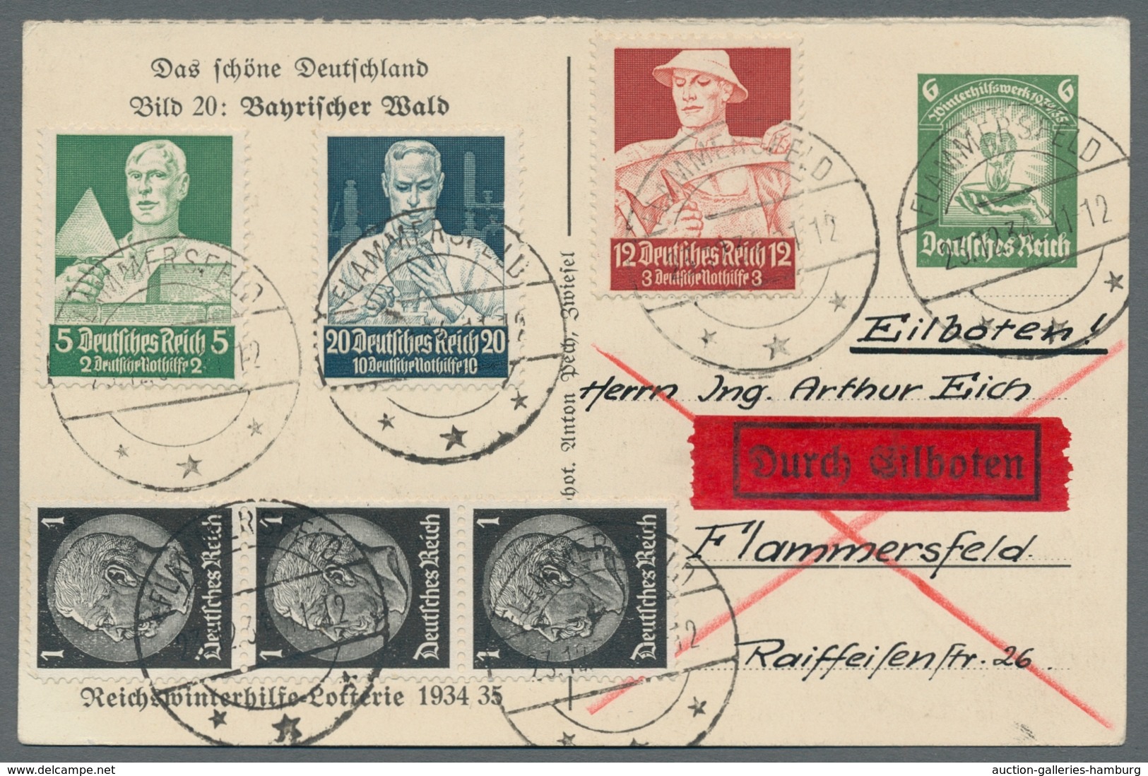 Deutsches Reich - Ganzsachen: 1934, "WHW", Ganzsachenkarte Mit Zusatzfrankatur (u.a. Mi. 562) Auf Ei - Otros & Sin Clasificación