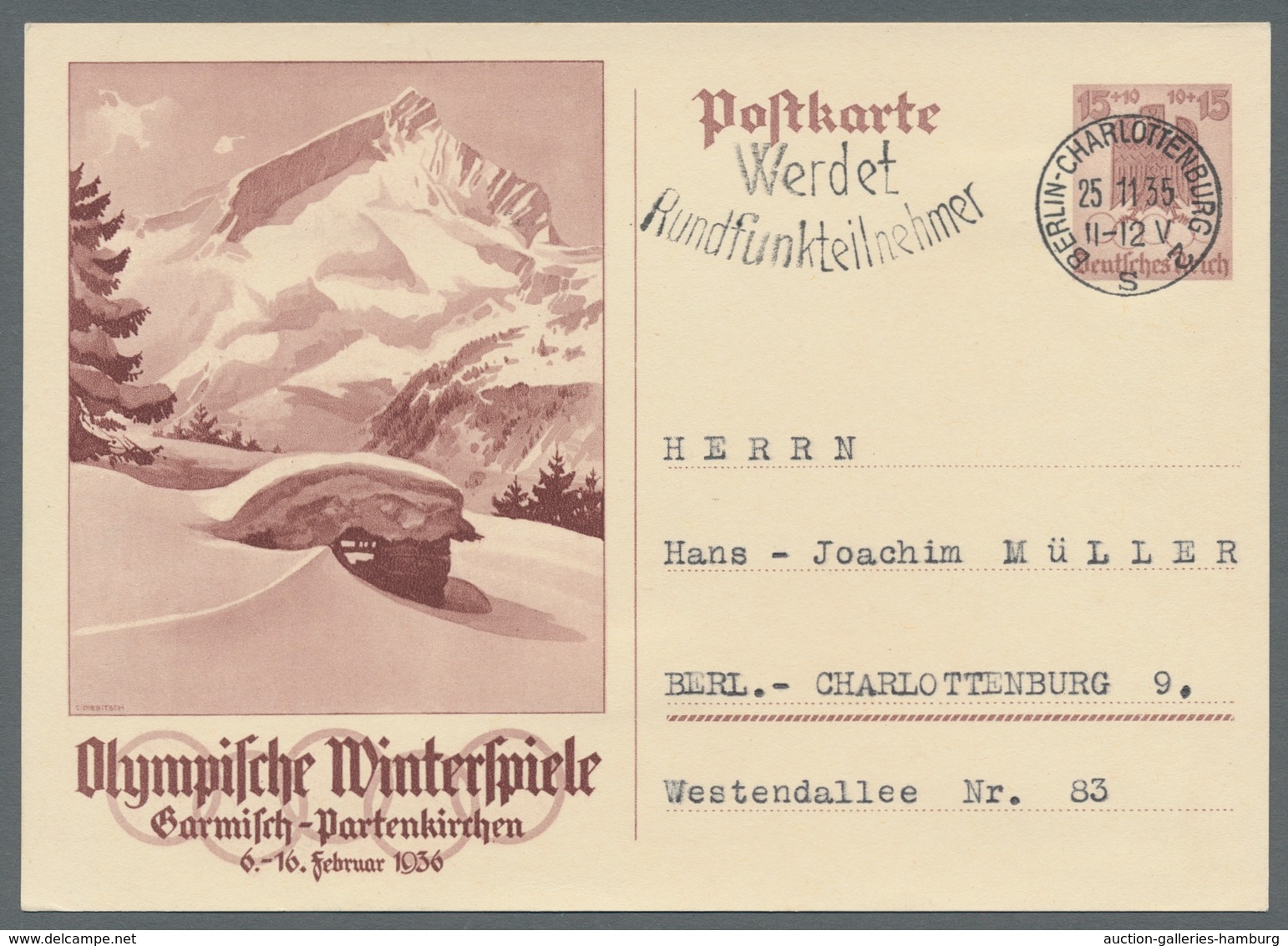 Deutsches Reich - Ganzsachen: 1935, "olymp. Spiele Garmisch-Partenkirchen", Beide GA Mit Ersttags-Ma - Otros & Sin Clasificación