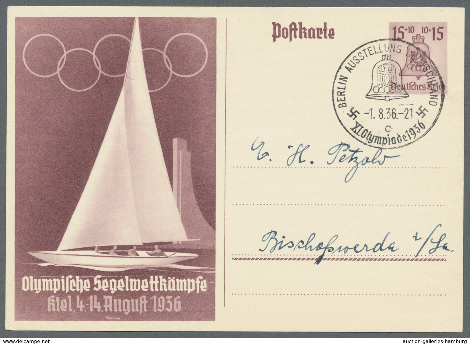 Deutsches Reich - Ganzsachen: 1936, "Olymp. Spiele Kiel/Segelwettkämpfe", Beide Karten Je Mit ESST B - Sonstige & Ohne Zuordnung