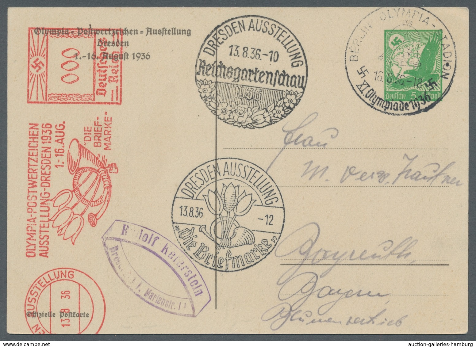 Deutsches Reich - Privatganzsachen: 1936, "Olympia Postwertzeichen-Ausstellung", Alle Vier Verschied - Sonstige & Ohne Zuordnung