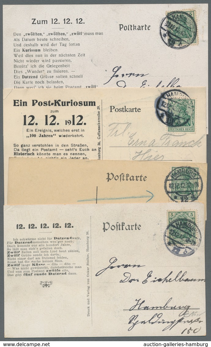 Deutsches Reich - Stempel: 1902-1944, Partie von 11 Belegen aus HAMBURG mit kuriosen Stempeldaten 22