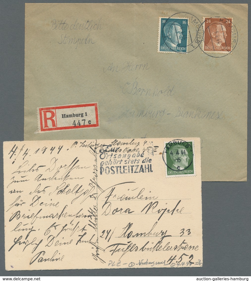 Deutsches Reich - Stempel: 1902-1944, Partie von 11 Belegen aus HAMBURG mit kuriosen Stempeldaten 22