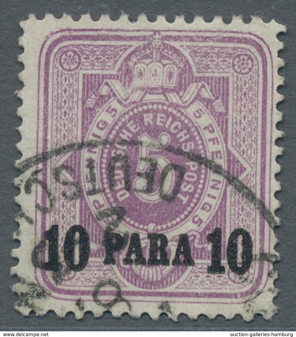 Deutsche Post In Der Türkei: 1884, Pfennig-Ausgabe 5 Pfg. Mit Aufdruck 10 Para Und Plattenfehler III - Turchia (uffici)