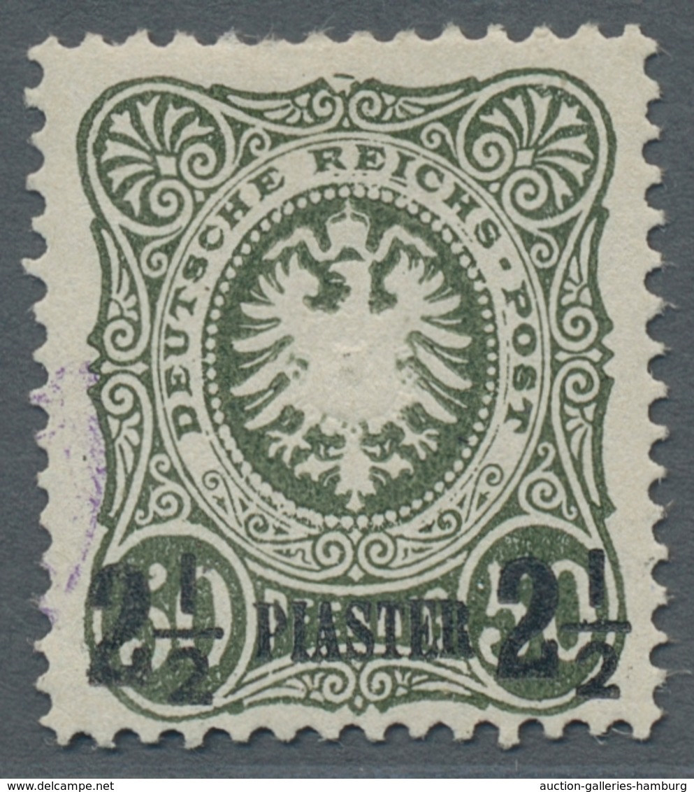 Deutsche Post In Der Türkei: 1884, Pfennig-Ausgabe 50 Pfg. Nachdruck Mit Aufdruck 2½ Piaster Und Pla - Turkse Rijk (kantoren)