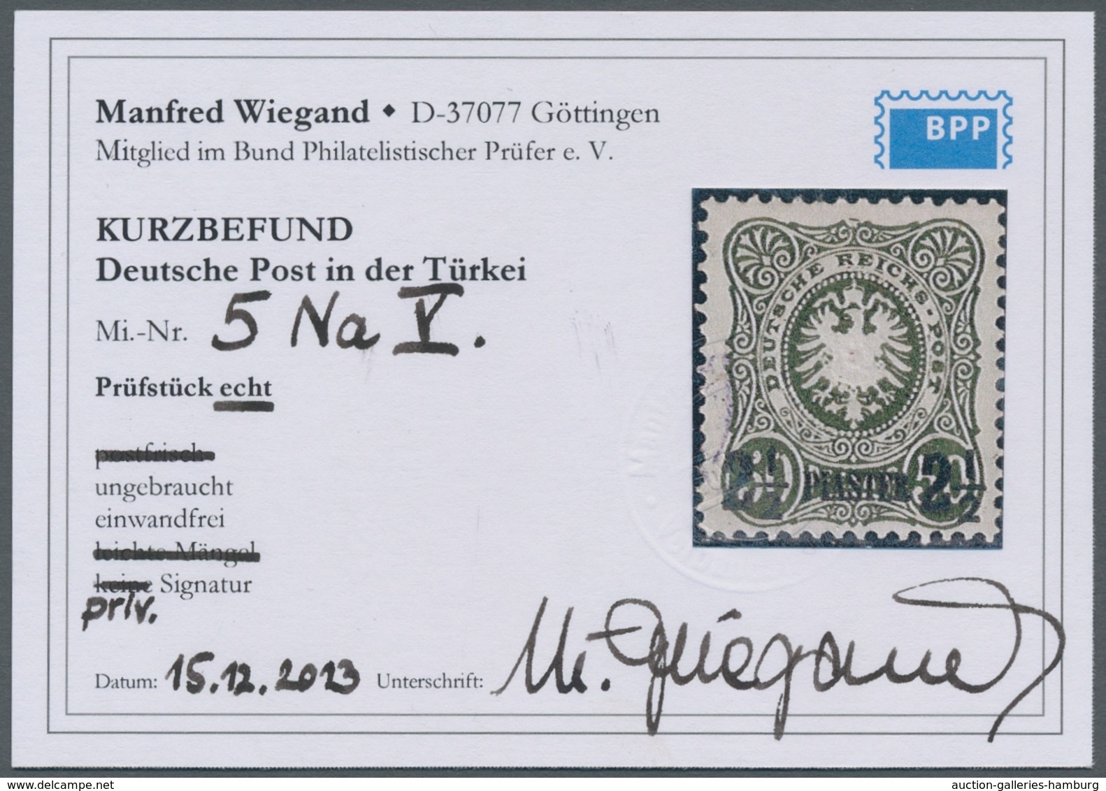 Deutsche Post In Der Türkei: 1884, Pfennig-Ausgabe 50 Pfg. Nachdruck Mit Aufdruck 2½ Piaster Und Pla - Deutsche Post In Der Türkei