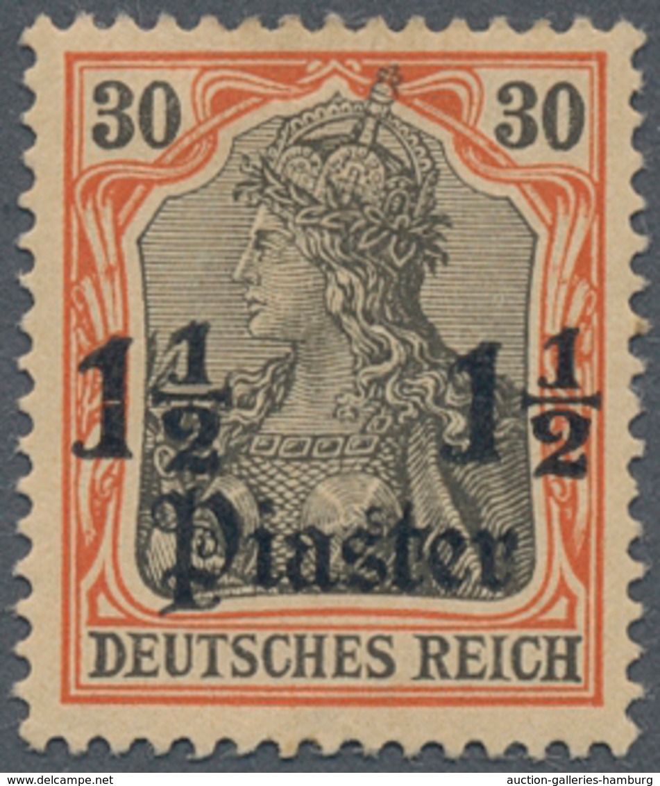 Deutsche Post In Der Türkei: 1905, 1 1/2 Pia Auf 30 Pf Germania Mit AUFDRUCKFEHLER "große 1 Waager. - Turquie (bureaux)