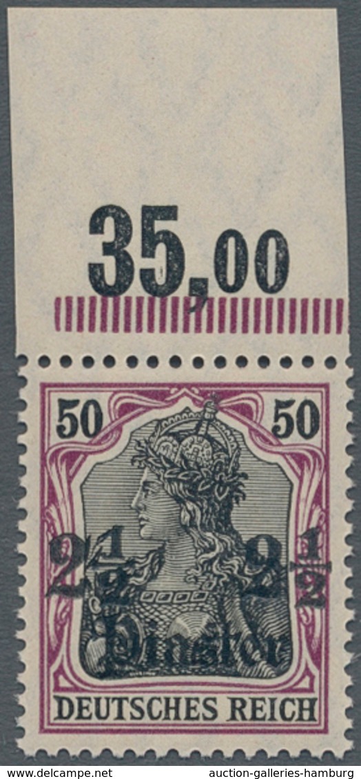 Deutsche Post In Der Türkei: 1905, 2 1/2 Pia Auf 50 Pf (orangeweiß), Postfrischer OR-Stück In Tadell - Turkey (offices)