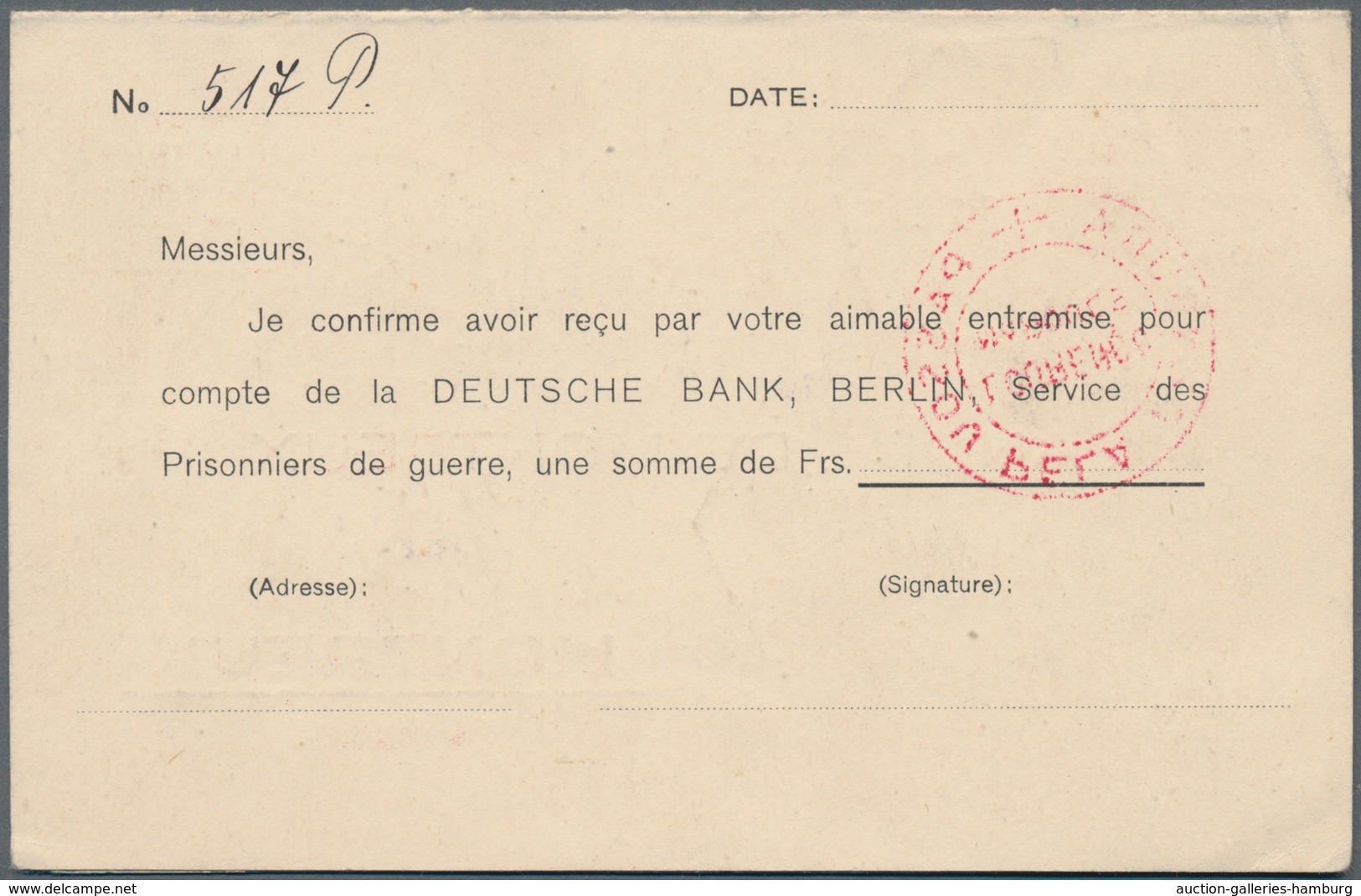 Deutsch-Ostafrika: 1917, INTERNIERTENPOST: Antwortkartenformular Der Schweizer Post Für Kriegsgefang - África Oriental Alemana