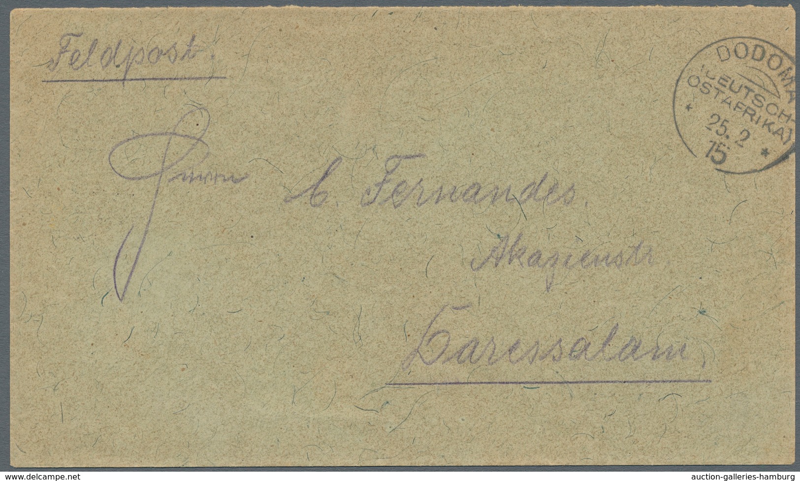 Deutsch-Ostafrika - Stempel: 1915 - DODOMA (25.2.15). Sehr Sauberer Feldpostbrief Des Unteroffiziers - Deutsch-Ostafrika