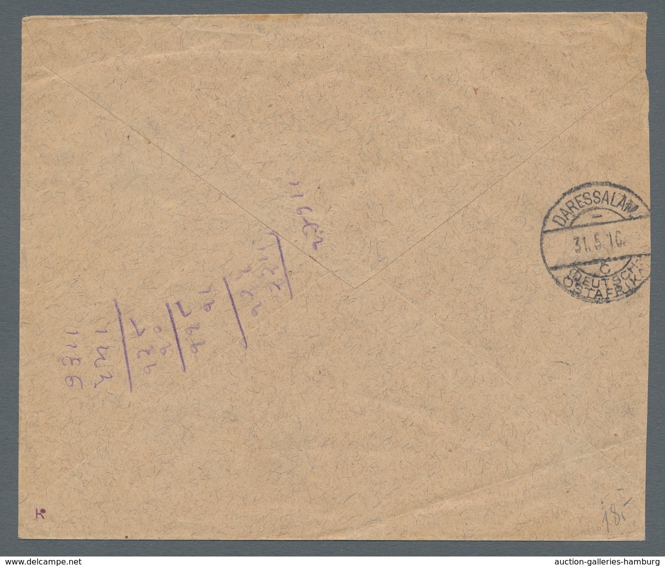 Deutsch-Ostafrika - Stempel: 1916 - MITTELLANDBAHN Bahnpost (30.5.16). PRIVATUMSCHLAG Der Postdirekt - German East Africa