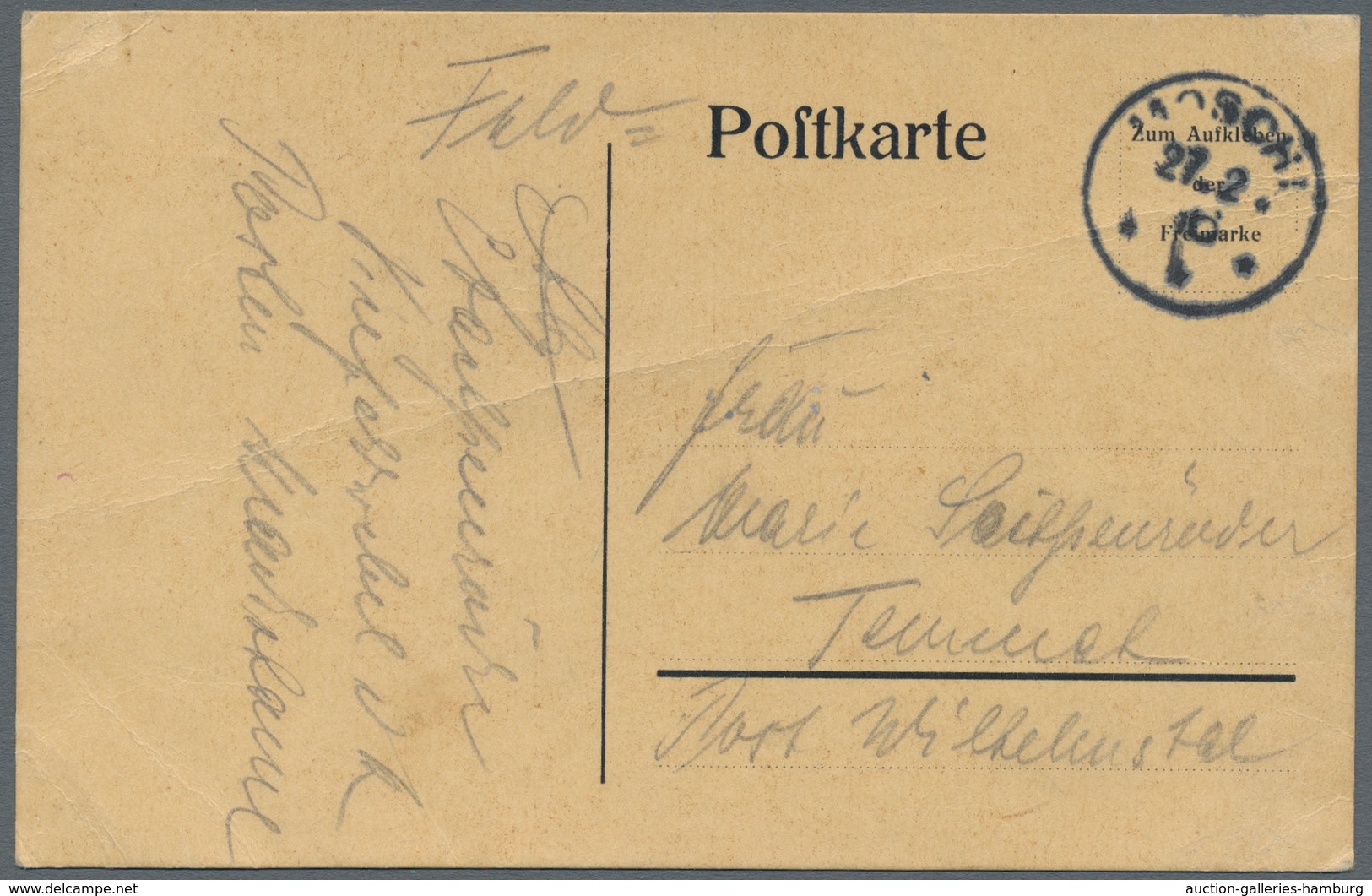 Deutsch-Ostafrika - Stempel: 1916 - MOSCHI (27.2.16), Stempel Mit Großer "16". Feldpostkarte Eines V - Deutsch-Ostafrika