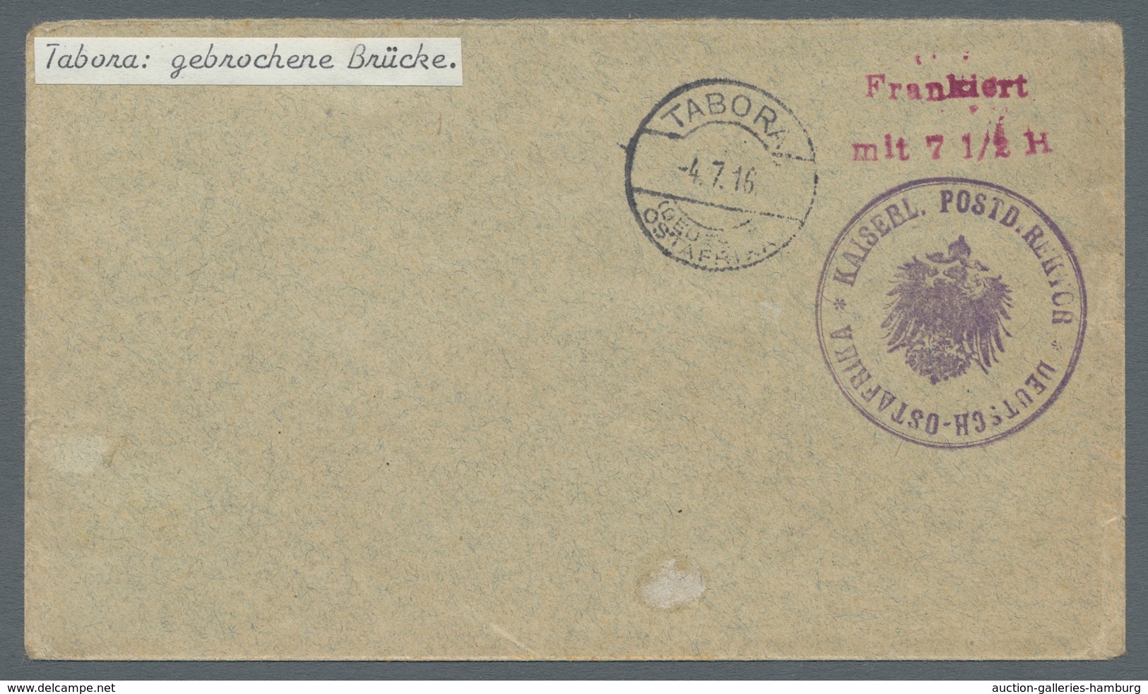 Deutsch-Ostafrika - Stempel: 1916 - TABORA (4.7.16). PRIVATUMSCHLAG Der Postdirektion Morogoro Mit V - Afrique Orientale