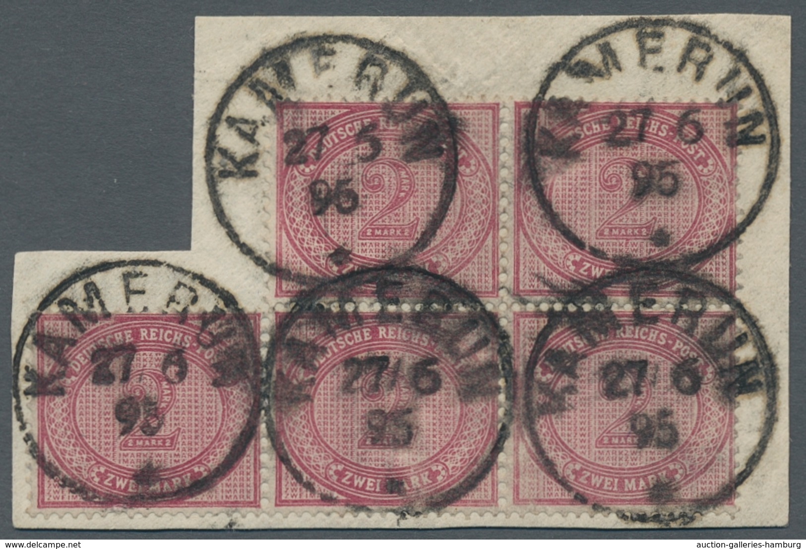Deutsche Kolonien - Kamerun-Vorläufer: 1896, Zwei Mark Innendienst, Fünferblock Auf Bedarfs-Briefstü - Cameroun