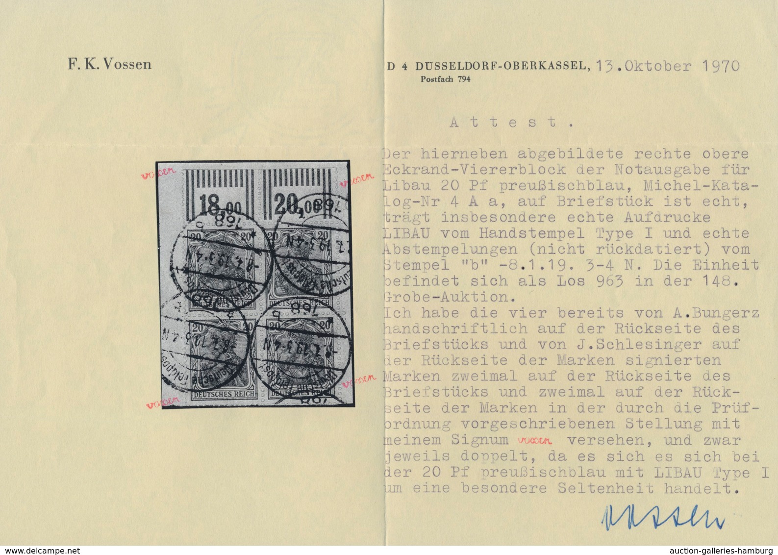 Deutsche Besetzung I. WK: Postgebiet Ober. Ost - Libau: 1919. Germania 20 Pf Als äußerst Seltener Wa - Besetzungen 1914-18