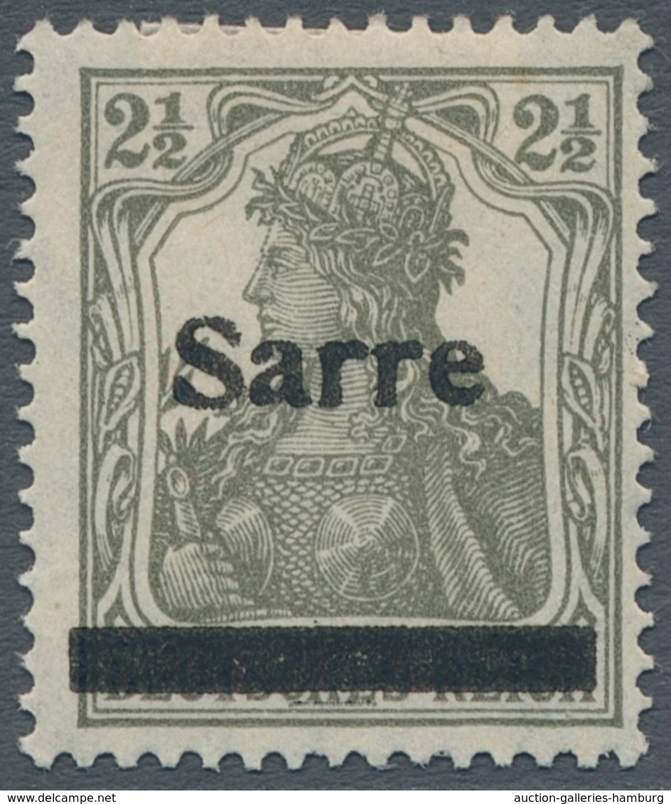 Deutsche Abstimmungsgebiete: Saargebiet: 1920, "2 ½ Pfg. Germania/Sarre Mit Aufdruck In Type II", Un - Lettres & Documents