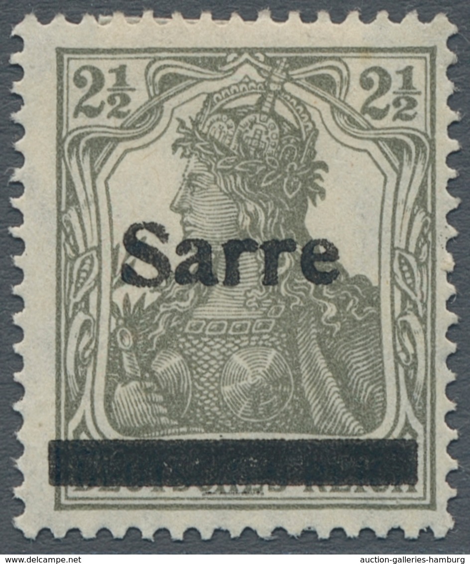 Deutsche Abstimmungsgebiete: Saargebiet: 1920, "2 ½ Pfg. Germania/Sarre Mit Aufdruck In Type II", Un - Cartas & Documentos