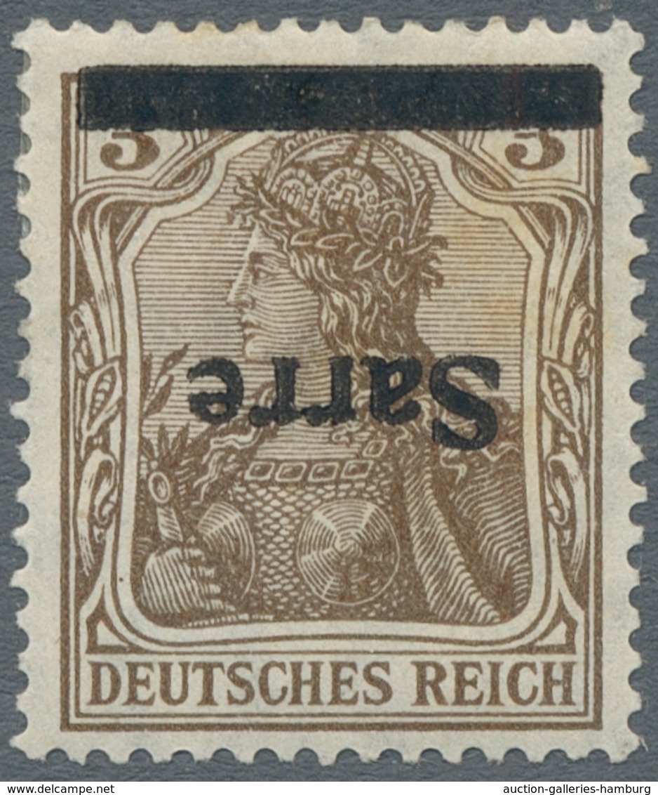 Deutsche Abstimmungsgebiete: Saargebiet: 1920, "3 Pfg. Germania/Sarre Mit Kopfstehendem Aufdruck", U - Briefe U. Dokumente