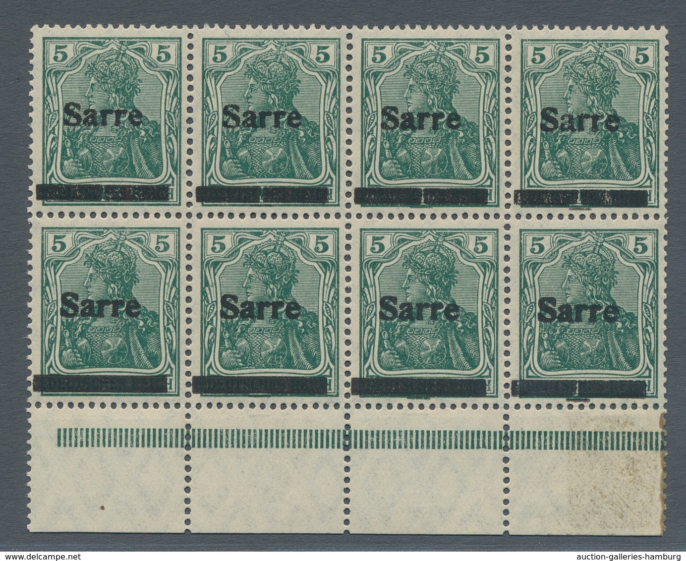 Deutsche Abstimmungsgebiete: Saargebiet: 1920, "5 Pfg. Germania/Sarre Mit Aufdruck In Type II", Insg - Lettres & Documents