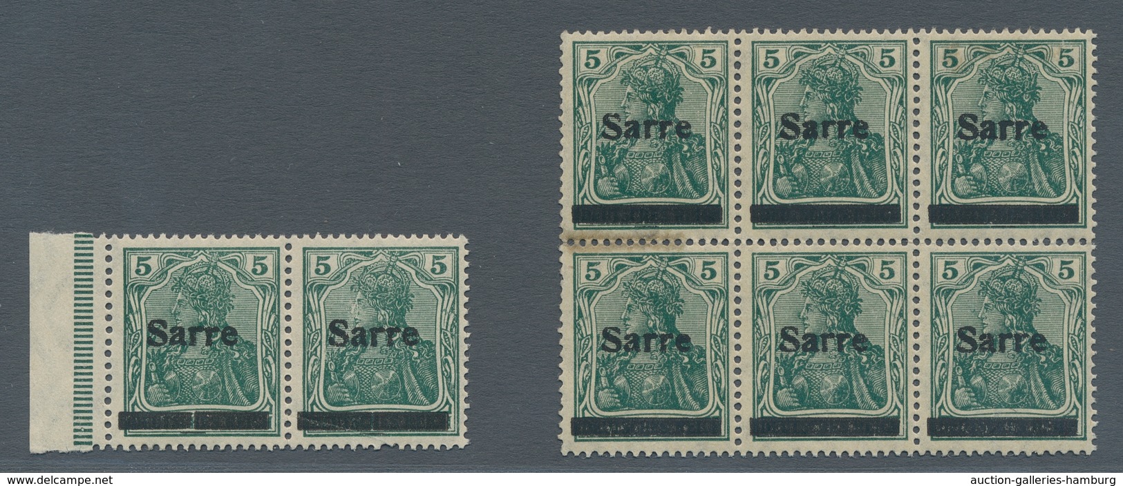Deutsche Abstimmungsgebiete: Saargebiet: 1920, "5 Pfg. Germania/Sarre Mit Aufdruck In Type II", Insg - Cartas & Documentos