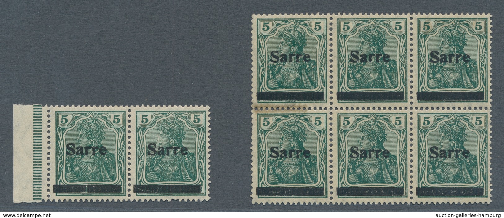 Deutsche Abstimmungsgebiete: Saargebiet: 1920, "5 Pfg. Germania/Sarre Mit Aufdruck In Type II", Insg - Brieven En Documenten