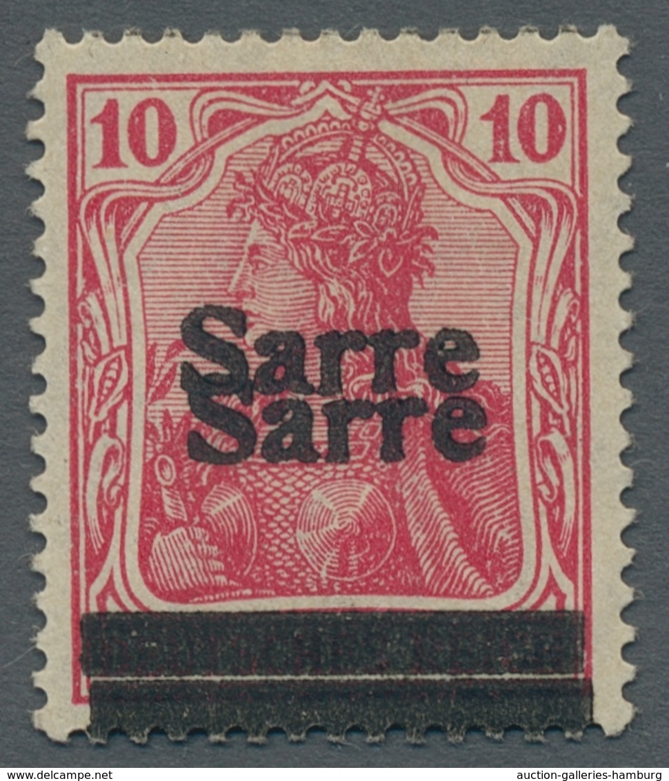 Deutsche Abstimmungsgebiete: Saargebiet: 1920, "10 Pfg. Germania/Sarre Mit Doppeltem Aufdruck", Unge - Briefe U. Dokumente