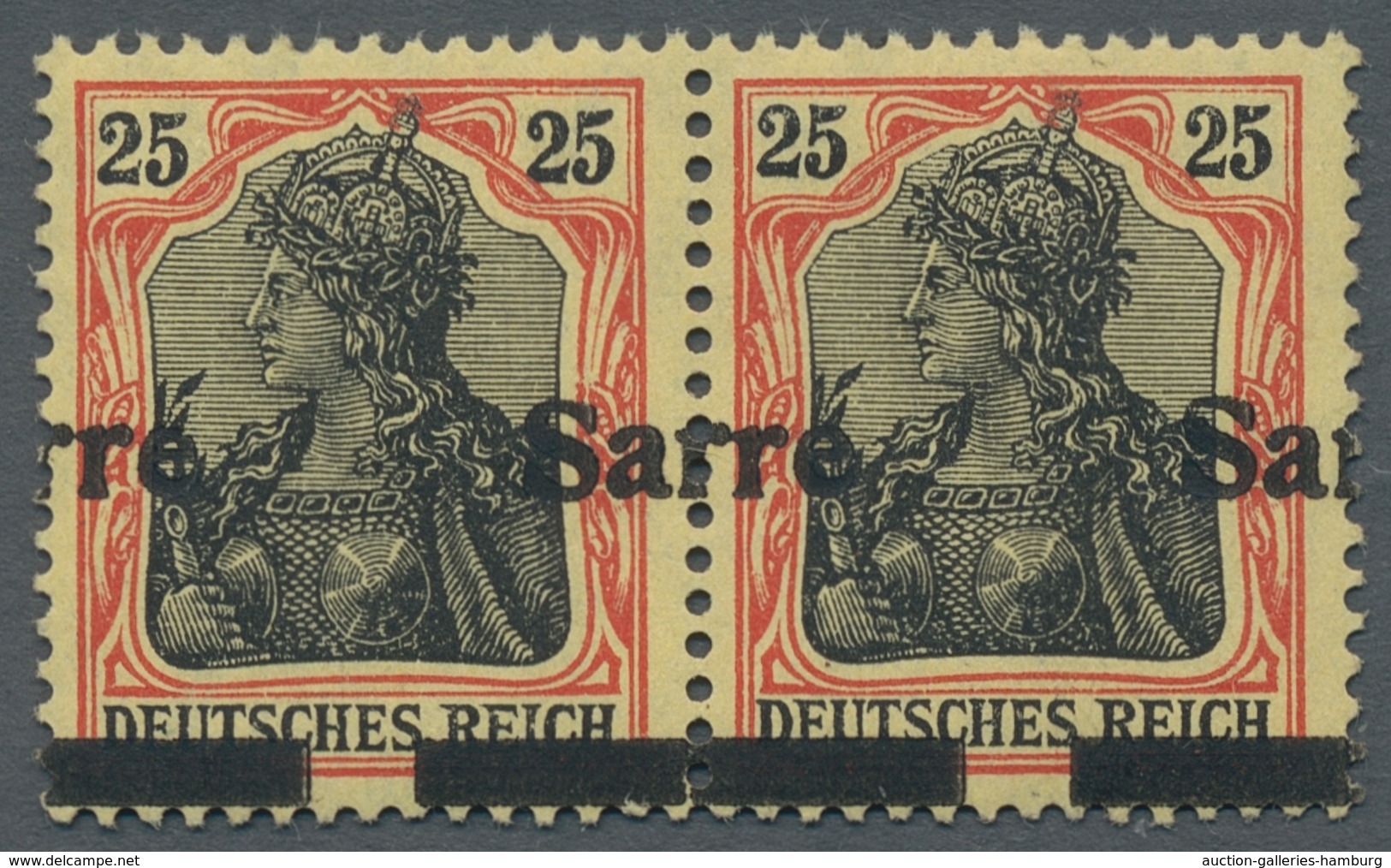 Deutsche Abstimmungsgebiete: Saargebiet: 1920, "25 Pfg. Germania/Sarre Mit Aufdruckverschiebung Text - Briefe U. Dokumente