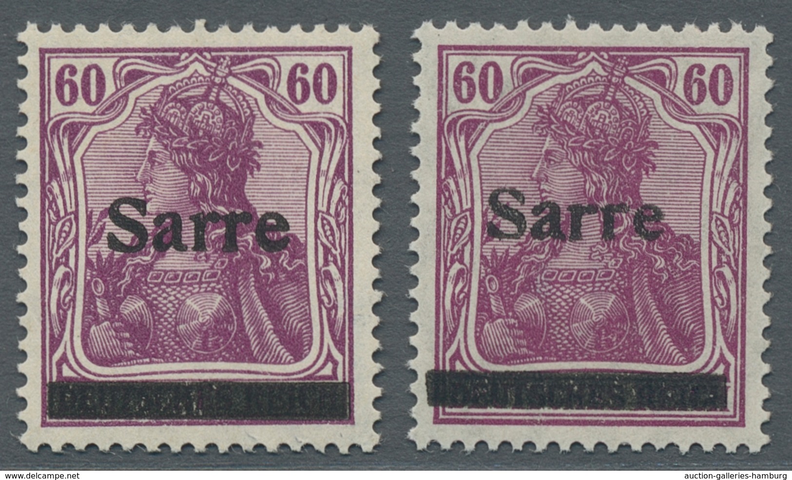 Deutsche Abstimmungsgebiete: Saargebiet: 1920, "60 Pfg. Germania/Sarre Rosa- Bzw. Purpurlila", Postf - Cartas & Documentos