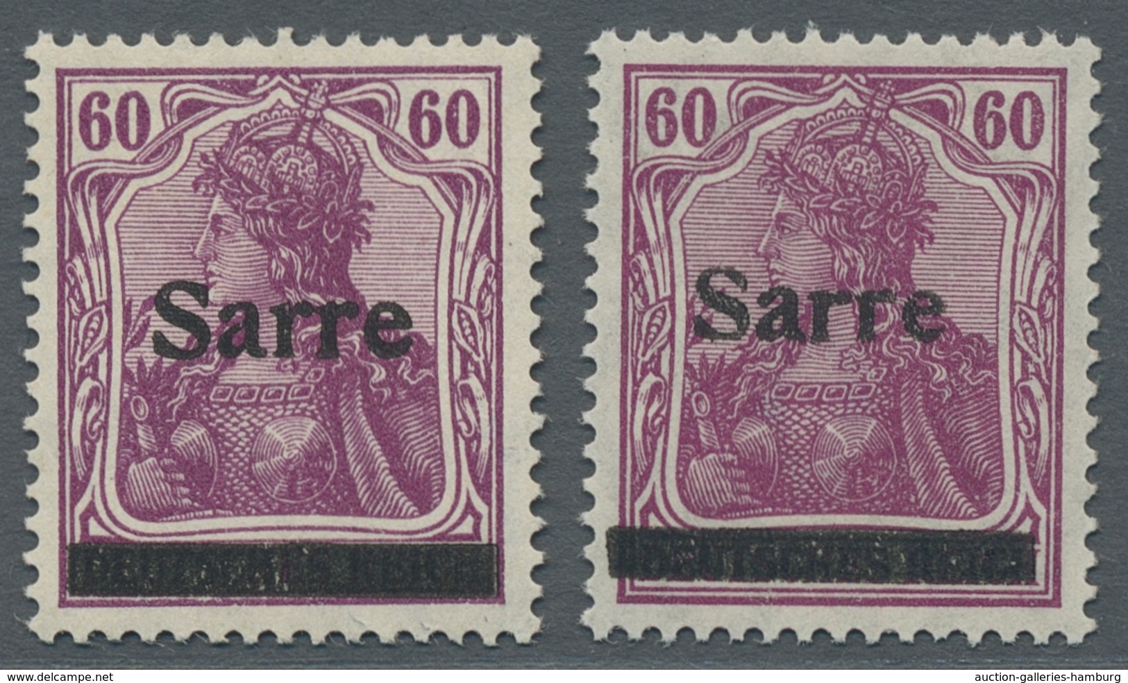 Deutsche Abstimmungsgebiete: Saargebiet: 1920, "60 Pfg. Germania/Sarre Rosa- Bzw. Purpurlila", Postf - Lettres & Documents
