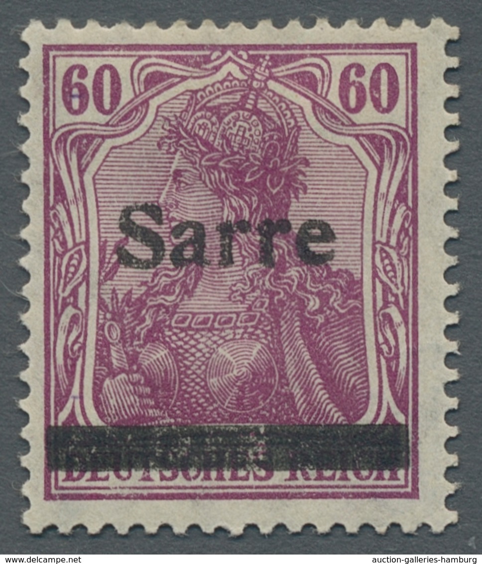 Deutsche Abstimmungsgebiete: Saargebiet: 1920, "60 Pfg. Germania/Sarre Rotlila", Die Seltene Farbvar - Lettres & Documents