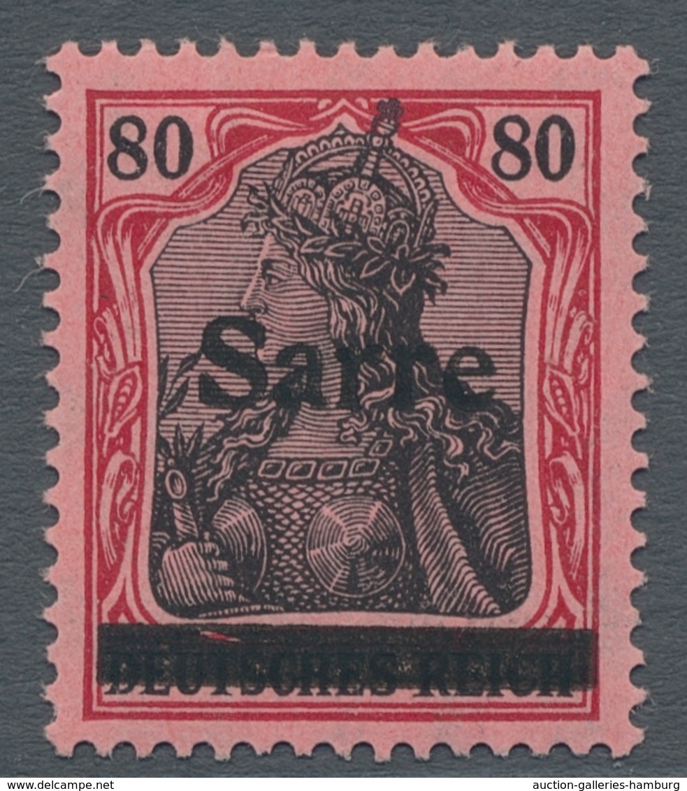Deutsche Abstimmungsgebiete: Saargebiet: 1920, "80 Pfg. Germania/Sarre Mit Aufdruck In Type I Und Au - Lettres & Documents