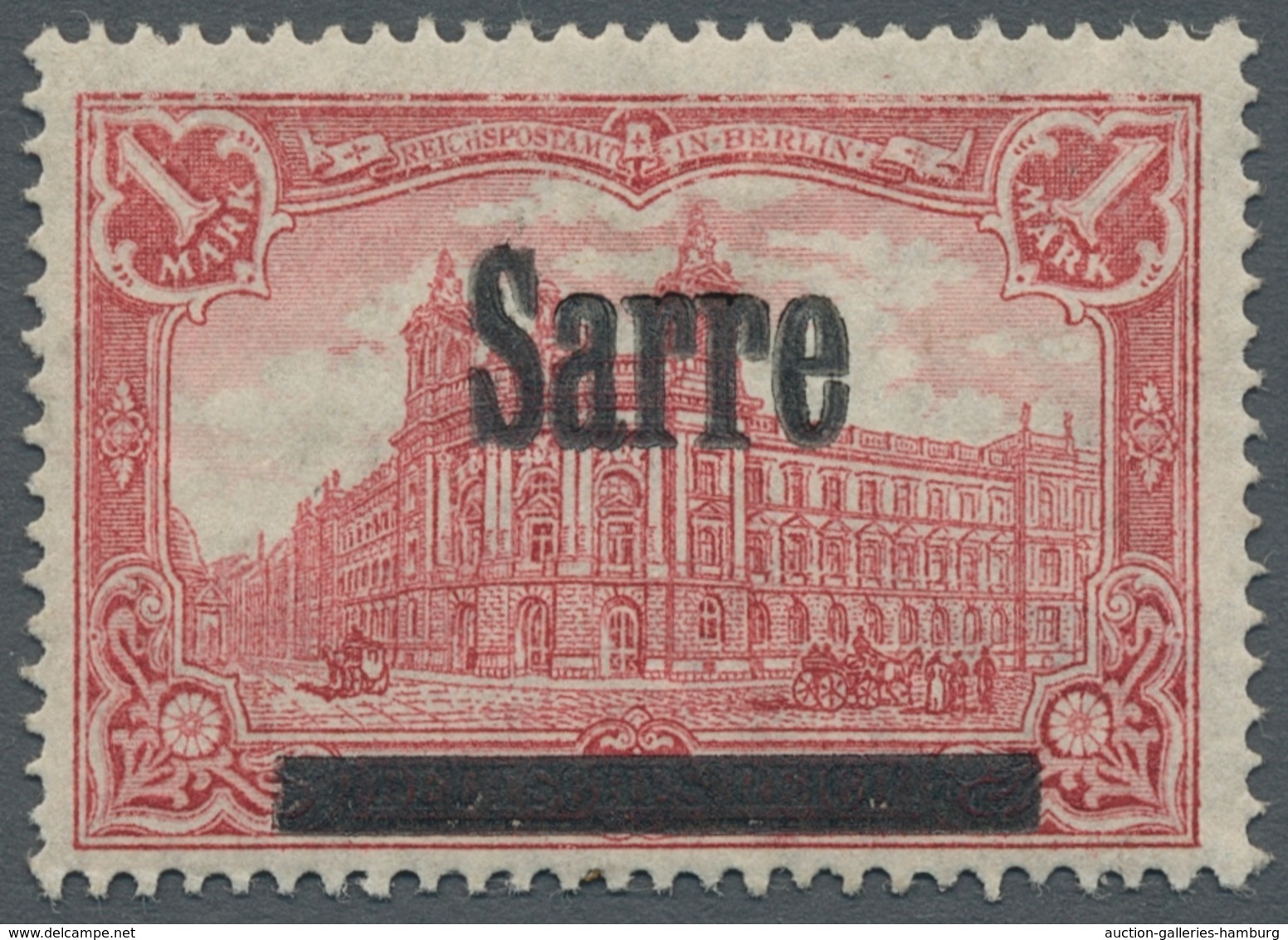 Deutsche Abstimmungsgebiete: Saargebiet: 1920, "1 Mk. Germania/Sarre Mit Doppeltem Aufdruck In Type - Lettres & Documents