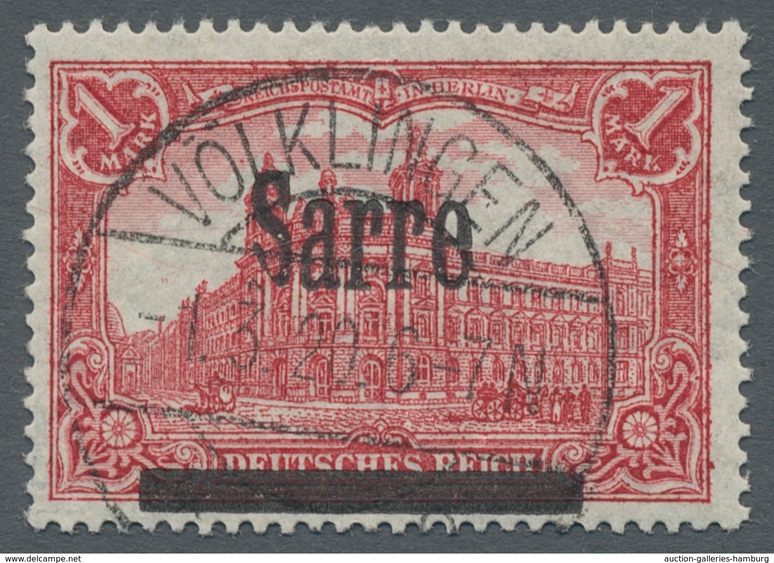 Deutsche Abstimmungsgebiete: Saargebiet: 1920, "1 Mk. Germania/Sarre Mit Aufdruckabarten IV Und V", - Cartas & Documentos