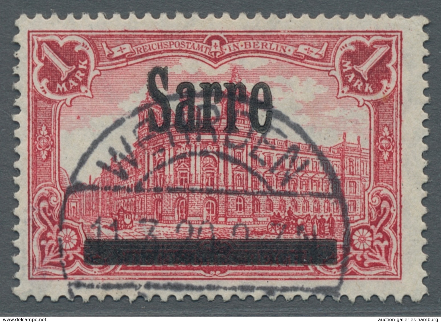 Deutsche Abstimmungsgebiete: Saargebiet: 1920, "1 Mk. Germania/Sarre Mit Aufdruckabarten IV Und V", - Lettres & Documents