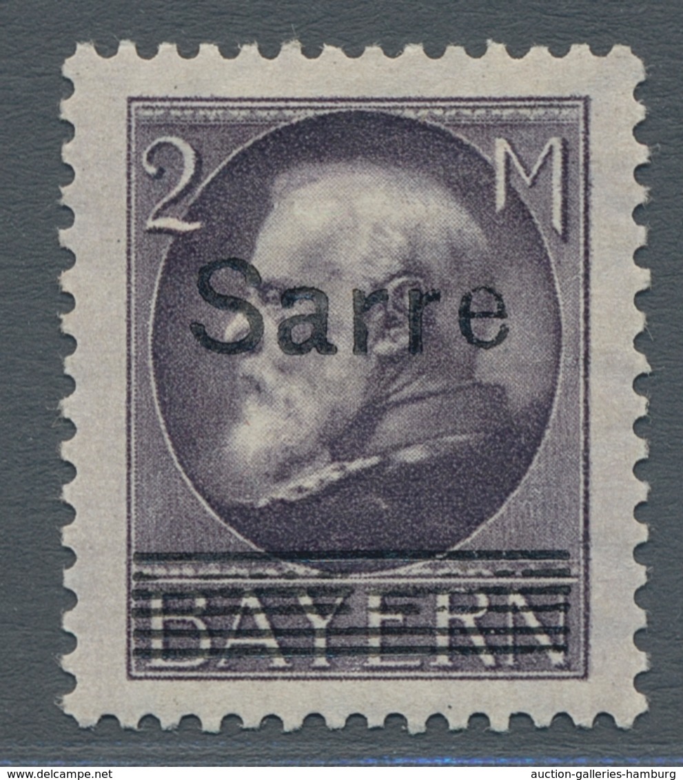 Deutsche Abstimmungsgebiete: Saargebiet: 1920, "2 Mk. Bayern/Sarre Mit Aufdruckabart I", Ungebraucht - Briefe U. Dokumente