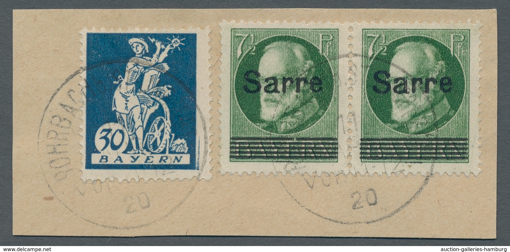Deutsche Abstimmungsgebiete: Saargebiet: 1920, Nicht Zum Schalterverkauf Gelangte Ludwig-Ausgabe 7½ - Lettres & Documents