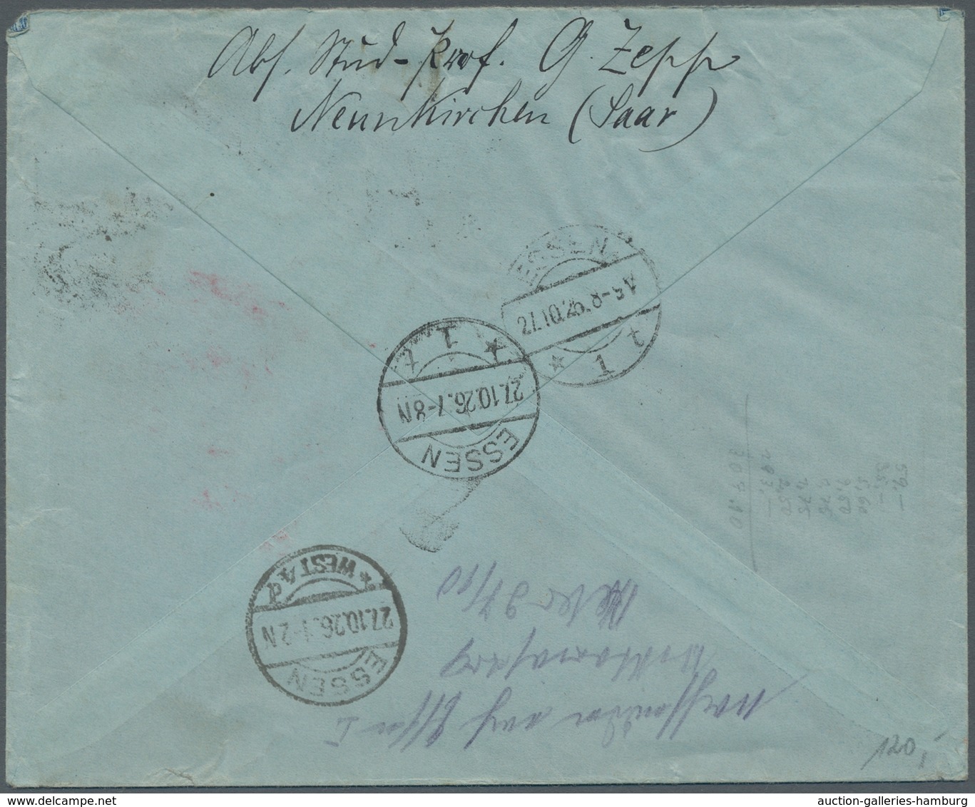 Deutsche Abstimmungsgebiete: Saargebiet: 1926, "Volkshilfe", überkomplett (40 C. Zweimal) Auf Zwei P - Lettres & Documents