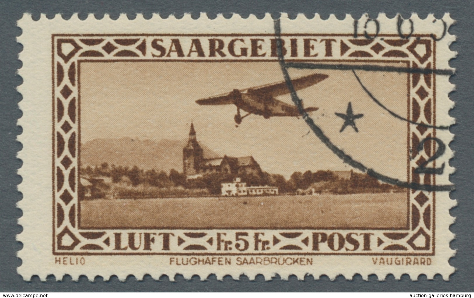 Deutsche Abstimmungsgebiete: Saargebiet: 1932, Flugpostausgabe 5 Franc Mit Plattenfehler "Punkt Unte - Briefe U. Dokumente