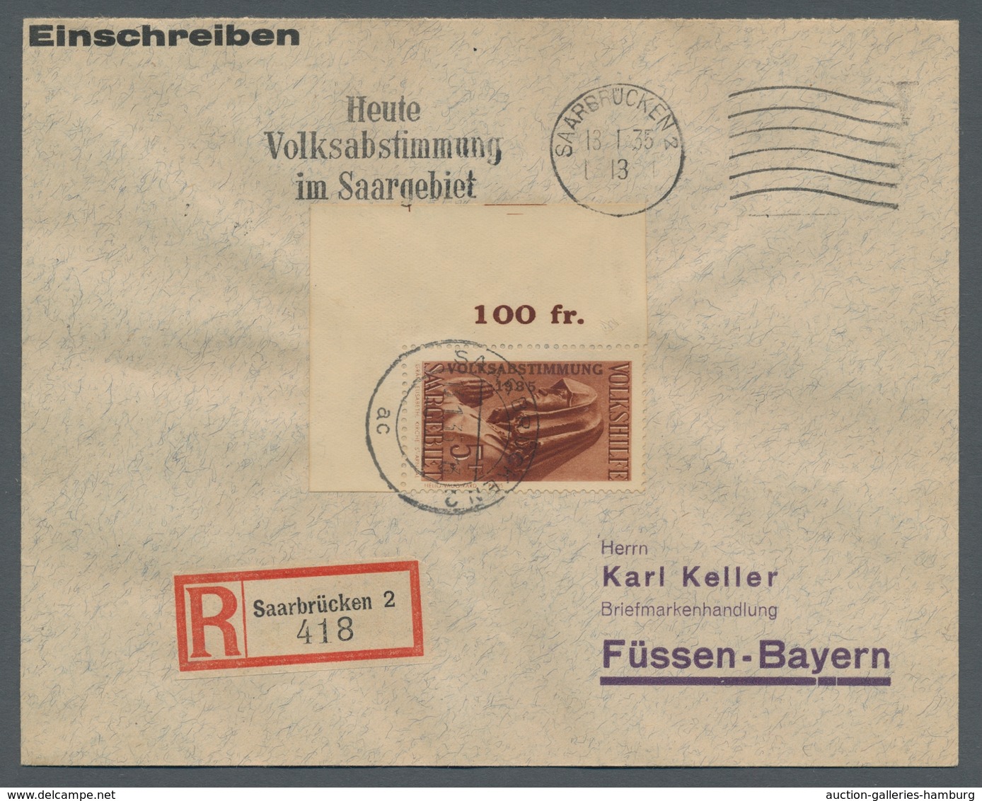 Deutsche Abstimmungsgebiete: Saargebiet: 1934, "Volkshilfe/Volksabstimmung" Komplett Auf Insgesamt S - Lettres & Documents