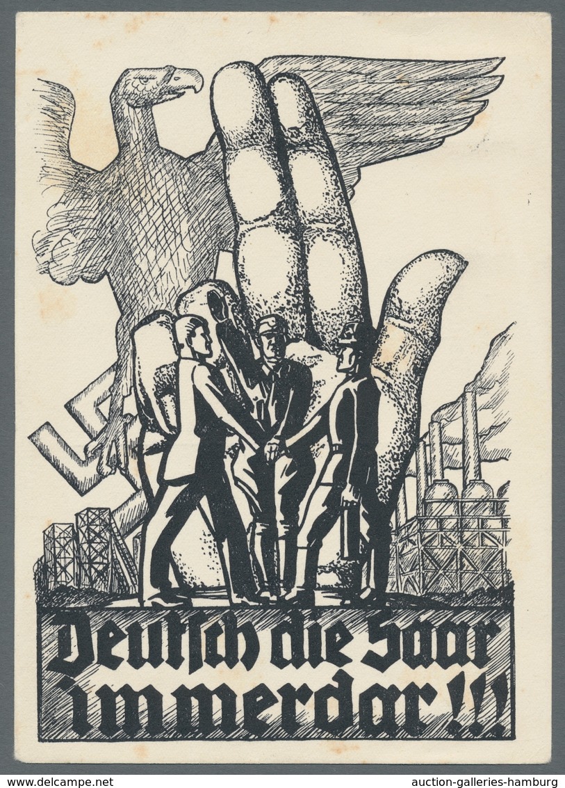 Deutsche Abstimmungsgebiete: Saargebiet: 1934, "Duetsch Die Saar Immerdar!!!", Sehr Seltenen S/w-Pro - Cartas & Documentos