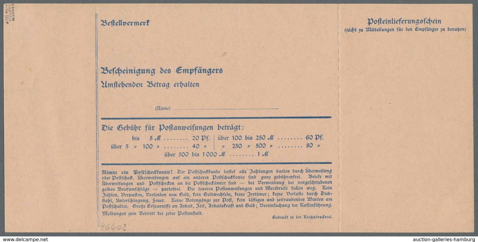 Deutsche Abstimmungsgebiete: Saargebiet - Ganzsachen: 1920/21, "20 Pfg. Germania/Saargebiet Mit Dopp - Ganzsachen