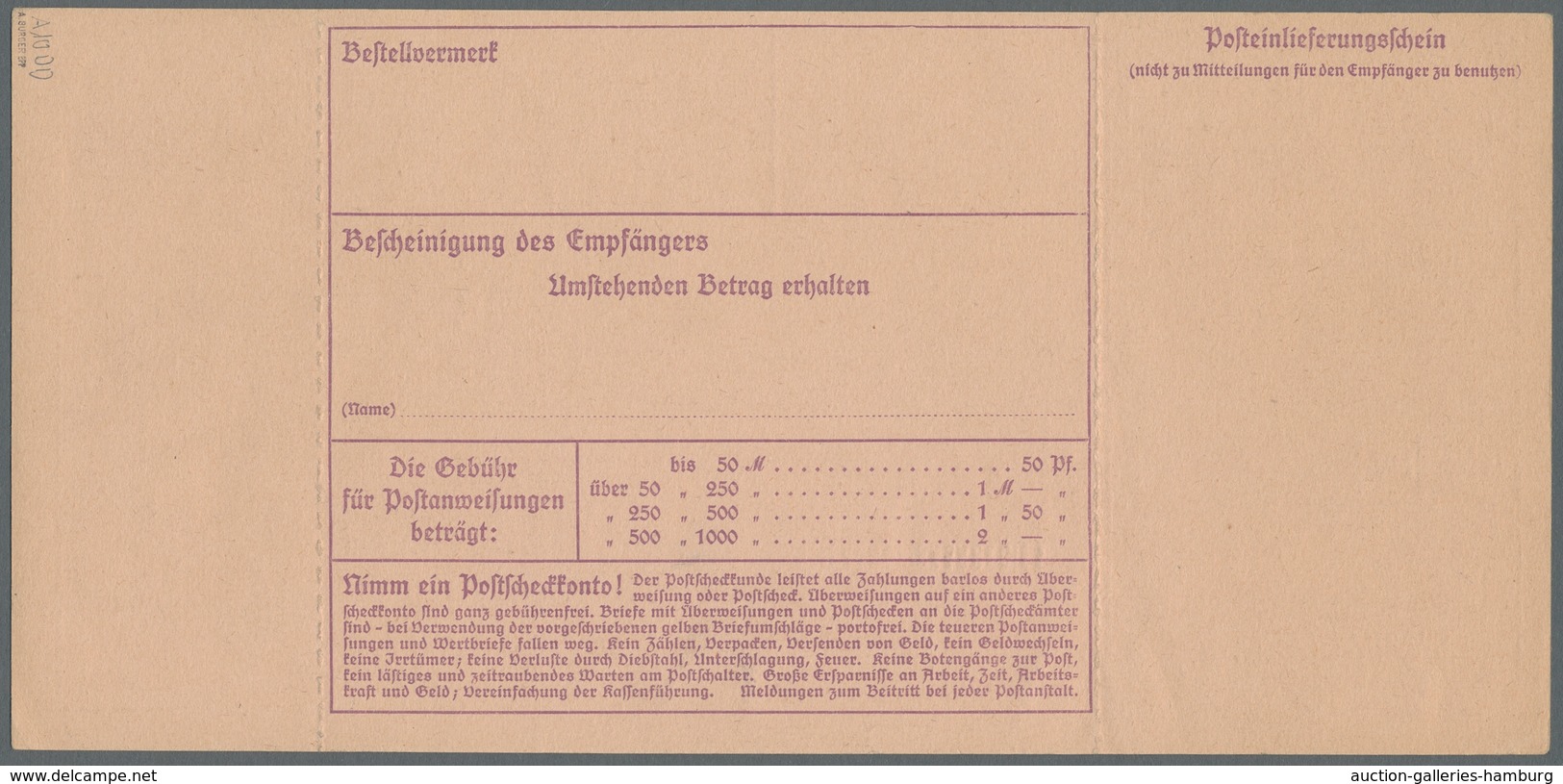 Deutsche Abstimmungsgebiete: Saargebiet - Ganzsachen: 1920/21, "50 Pfg. Germania/Saargebiet Mit Dopp - Ganzsachen
