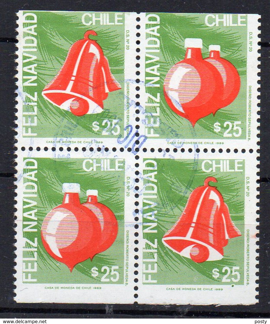 CHILI - CHILE - FELIZ NAVIDAD - JOYEUX NOEL - MERRY CHRISTMAS - Bloc De 4 - Bloc Of 4 - 1989 - Oblitéré / Used - - Chile