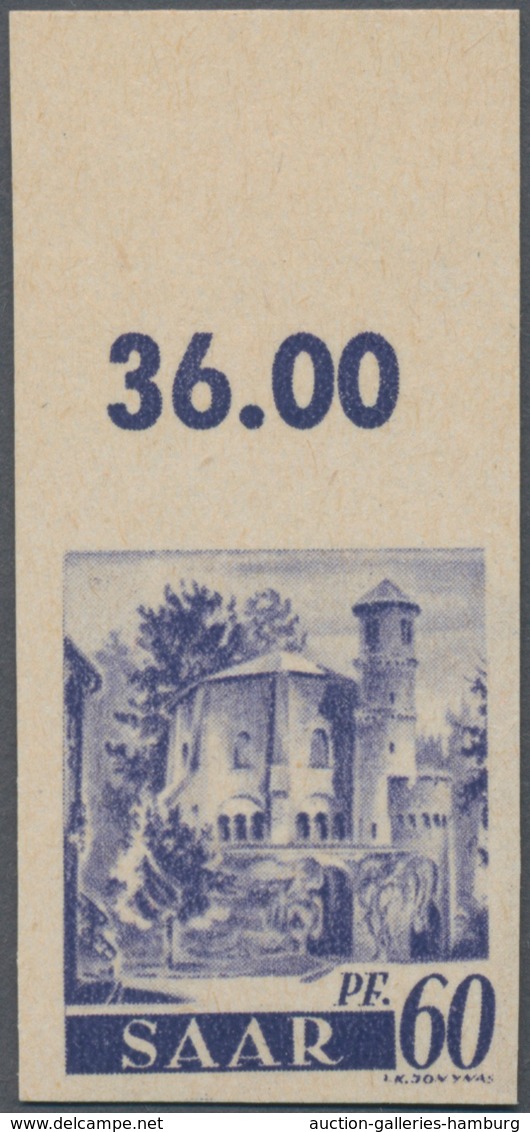 Saarland (1947/56): 1947, 60 Pf "der Alte Turm" Vom Oberrand Ungezähnt Postfrisch, Mi 600.- + - Sonstige & Ohne Zuordnung