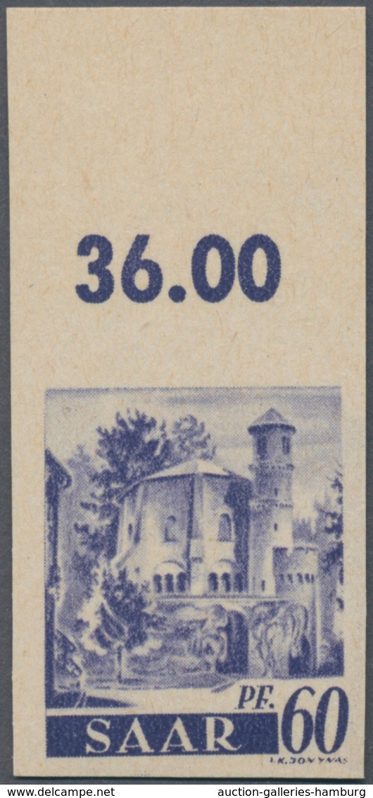 Saarland (1947/56): 1947, 60 Pf "der Alte Turm" Vom Oberrand Ungezähnt Postfrisch, Mi 600.- + - Andere & Zonder Classificatie