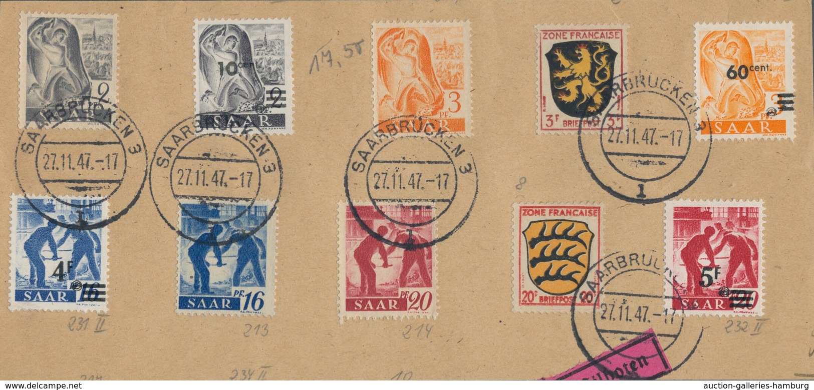 Saarland (1947/56): 1947, "2 Fr Auf 12 Pfg. Urdruck Ungezähnt", Postfrisches Waag. Randpaar Mit Einm - Otros & Sin Clasificación