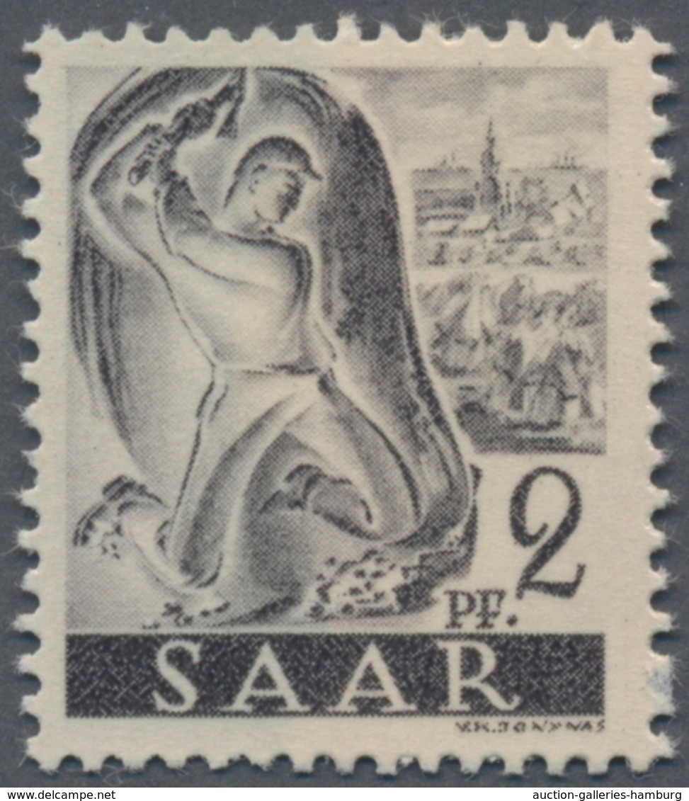 Saarland (1947/56): 1947, 2 Pf Hauer Neuauflage Ohne Aufdruck Mit Druck Auf Der Gummiseite Und Selte - Andere & Zonder Classificatie